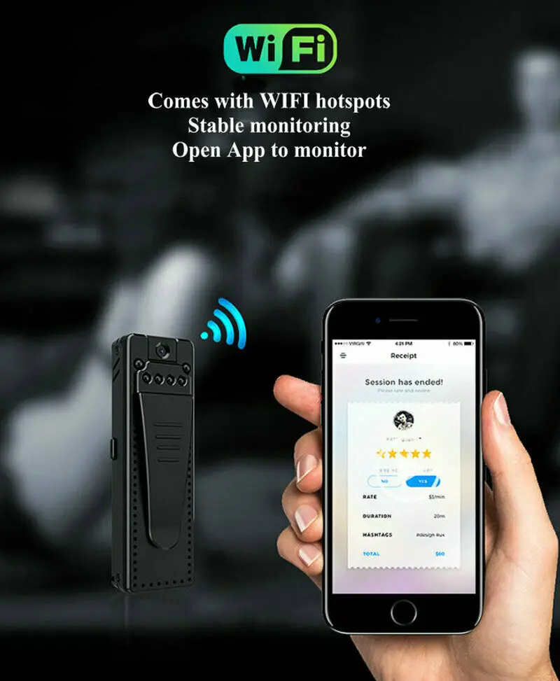 Full HD камера для тела диктофон аудио рекордер задняя клипса приложение