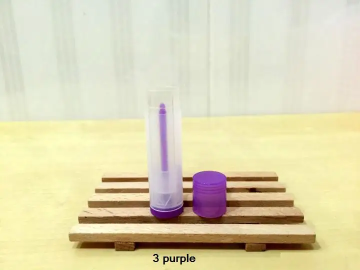 

free shipping 5ml PP pro-environment pink/blue/purple lipstick tube,lip balm with rotating cover,translucent balm container