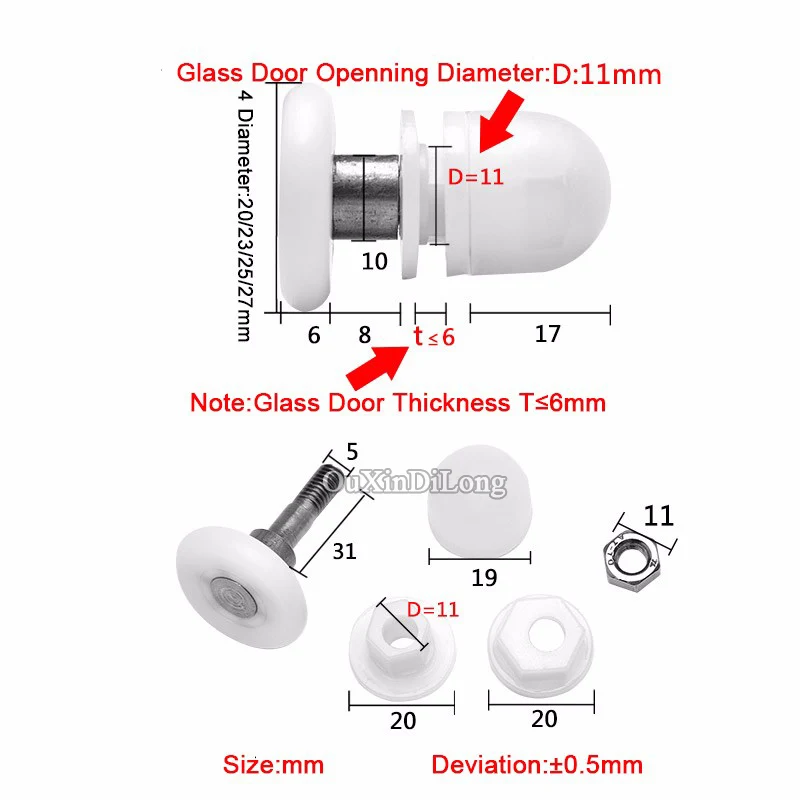 Высокое качество 10 шт душ ванной стеклянные ролики для раздвижных дверей