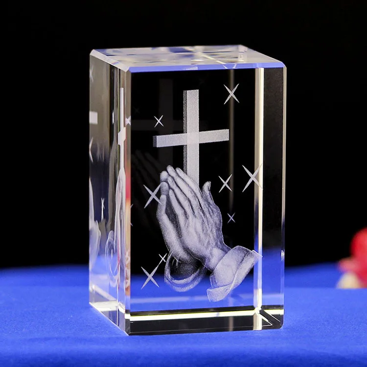 Кристальный Куб 3D гравировка, Крест Иисуса церковные украшения сувениры христианские ремесла Иисуса христианства