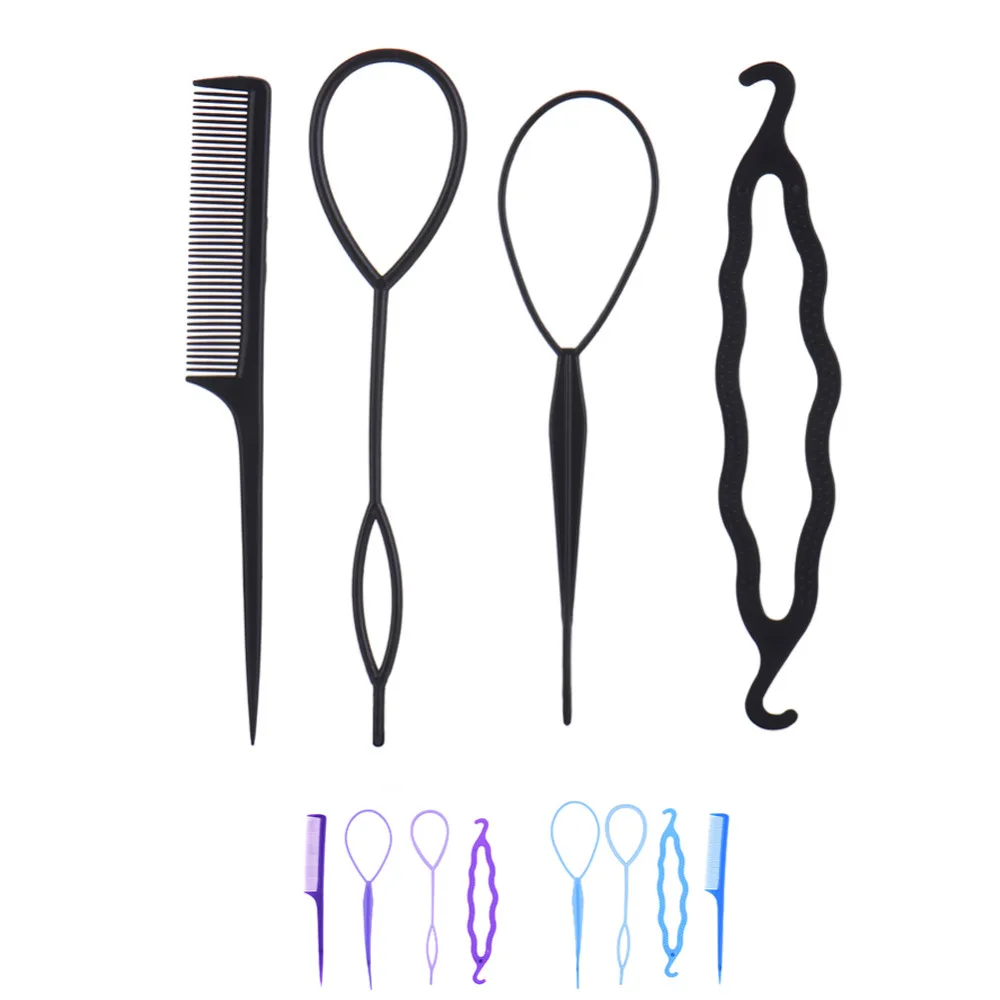 4 шт./компл. черный Пластик DIY Инструменты для укладки волос тянуть Заколки для волос заколки для волос гребень твист женские аксессуары для волос Прямая
