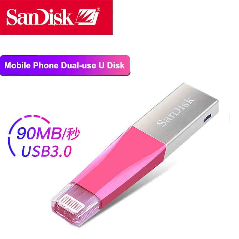 sandisk usb флэш накопитель USB 3 0 OTG разъемом Lightning для iPhone X/8/7/7 Plus/6/6 plus Memory Stick 128 ГБ