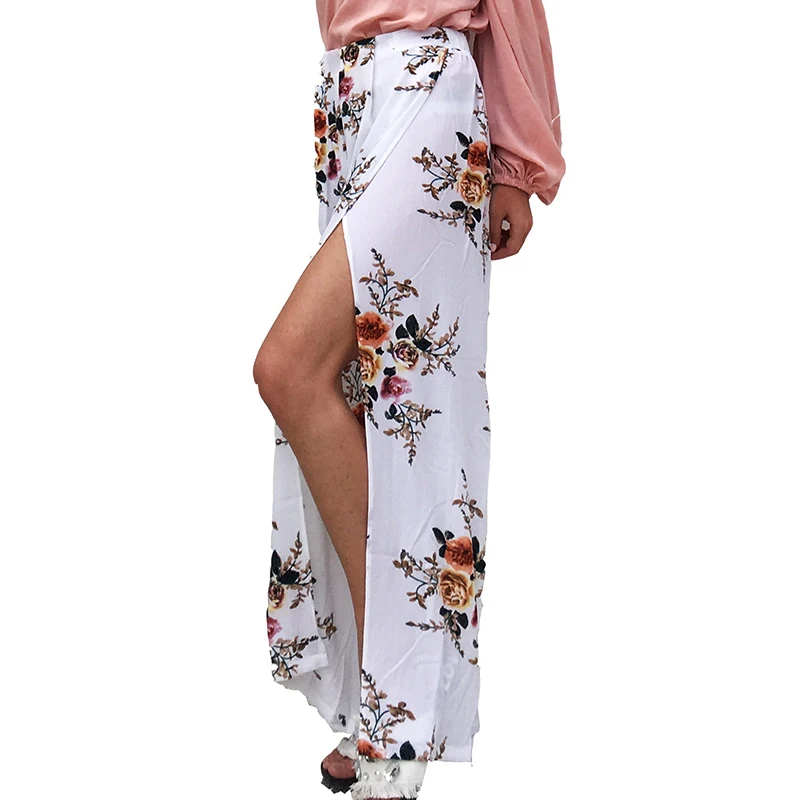Женские пляжные брюки Boho длинные широкие с высокой эластичной талией