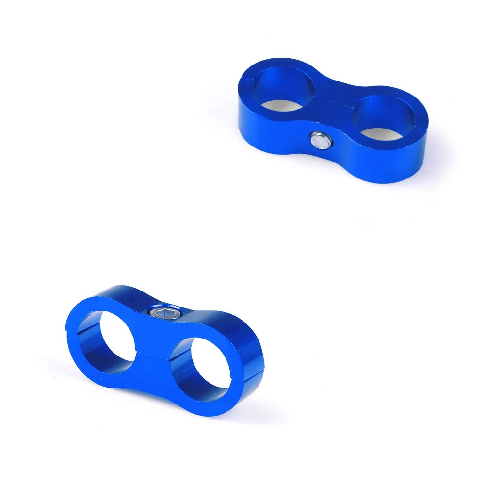 AN4 AN6 AN8 AN10 Braided Rubber Hose Line Clamp Aluminum Anodized Line Separator Separator Divider Clamp Kit Black Blue