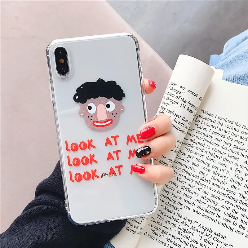 Transparent Back Cover For iPhone 6 6s 7 8 Plus Soft TPU Cartoon Couples Girl And Boy Phone Case X XR XS Max Coque |