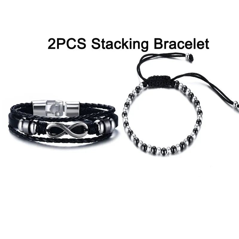BL-277B-1 Infinity Men Bracelet Genuine Leather Black Hand Chain Friendship Brazelt Women Fashion Pulseira Masculina Dropshipping - Окраска металла: BL-277B-1