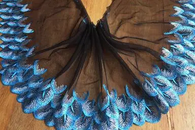Black wide 15cm Роскошная хлопковая вышитая черная желтая Цветочная кружевная ткань Дубай шитье DIY отделка Тюль аппликация лента воротник платье Гипюр Декор - Цвет: Black wide 15cm
