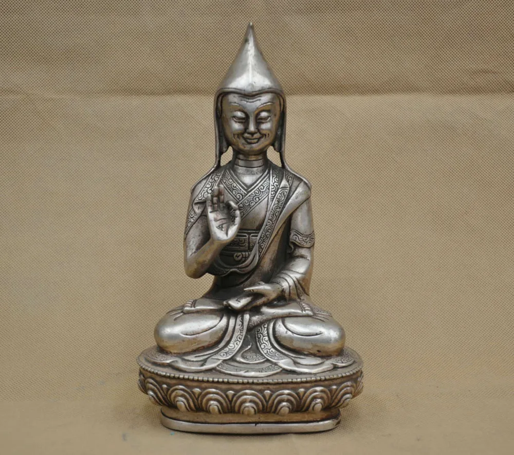 8 ''китайский Тибетский буддизм цонгхапа лама монах гуру Будда Серебряная