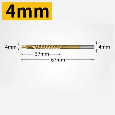 4mm Титановое покрытие, деревообрабатывающее сверло, плотницкое дерево, пластмассовое металлическое отверстие, пазовое сверло, режущее слотовое Пилообразное сверло - Цвет: 4mm