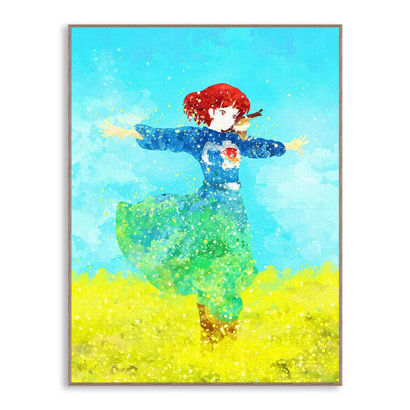 Горячая новинка оригинальные акварельные Hayao Miyazaki Nausicaa из долины ветра печатные