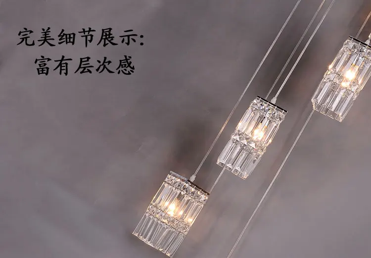 Простая Изысканная металлическая Хрустальная двойная лестница подвесные лампы