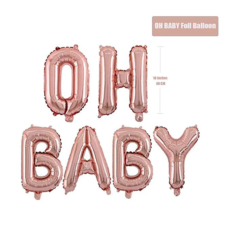 Розовый золотистый воздушный шар набор oh baby girl душ pull цветочное украшение розовые бумажные цветы-шары вечерние поставки