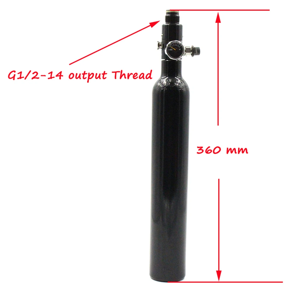 PCP Paintball Equipment: 0.38L Gas Tank Compressed Air High Pressure Cylinder - 3000PSI with Regulator, 5/8-18UNF Thread TKU038 image 2