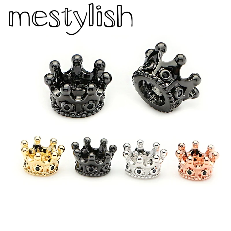 Mestylish 10 шт./лот 6 мм микро паве черный кубический цирконий Корона шармы