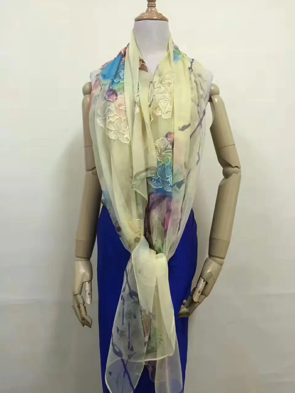 Новый Винтажный шифоновый шелковый вышитый шарф с цветочным узором шейные
