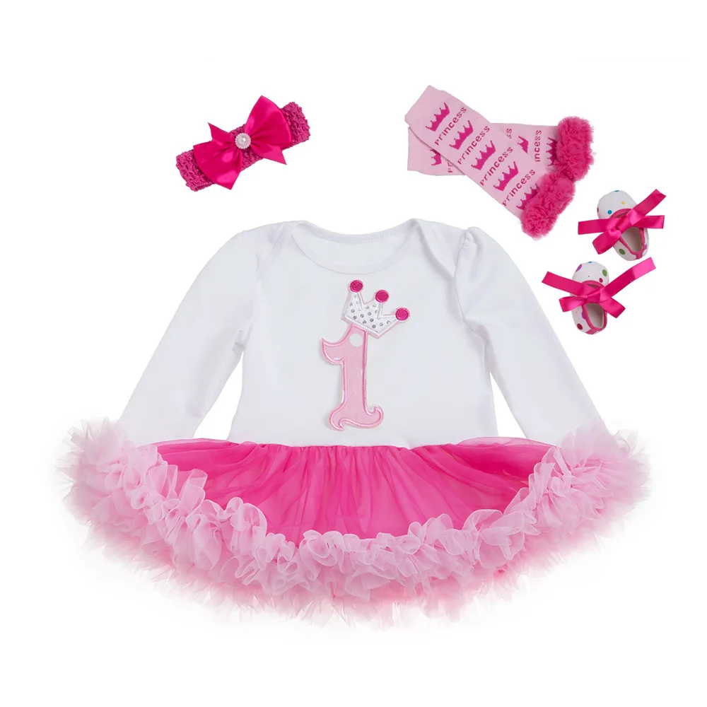 Милые Детские Боди Бальные платья для девочек с длинными рукавами дня рождения