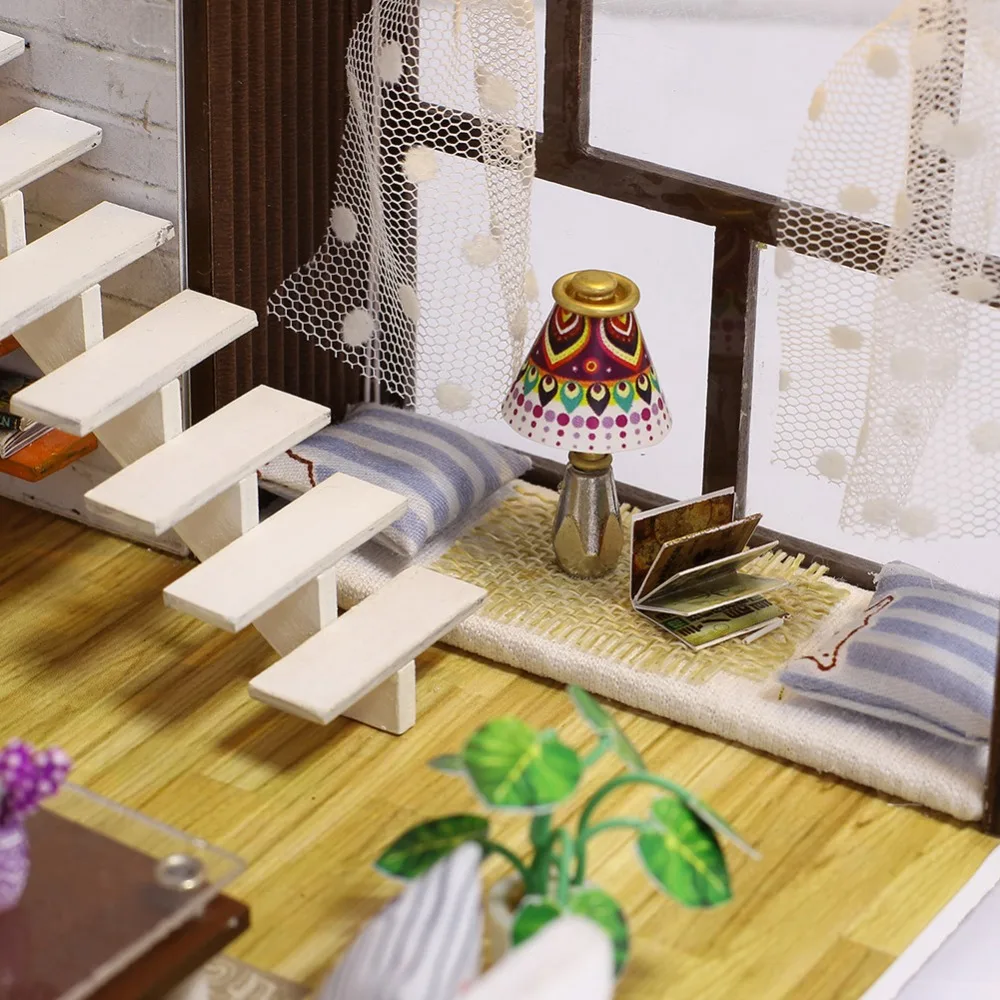 IiE CREATE Dollhouse K028 contract City Miniature DIY Kit с подсветкой и пылезащитным покрытием
