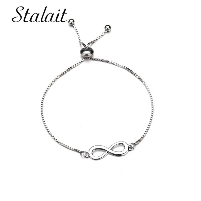 

Trendy 8 Letters Adjustable Bracelet Jewelry For Women Silver Color Infinity Sign Bracelet & Bangles Gift