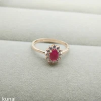 kjjeaxcmy fine jewelry 925 silver inlaid with natural ruby ring
