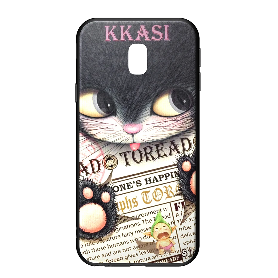 Чехол из TPU DAGUDON Relief для Samsung Galaxy J3 2017 (модель J330) с милым котом, мягкий силиконовый чехол для мобильных телефонов Galaxy.