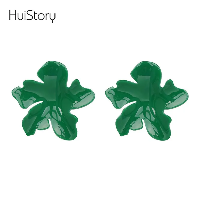 HUISTORY новые акриловые серьги гвоздики с цветком модные ювелирные изделия