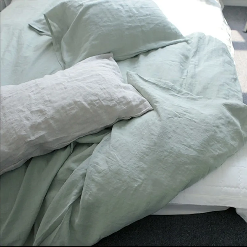 

3pcs set of 100% Hemp flat sheet / bedspread + 2 pillowcases / pillow sham queen king or customize size Enzyme wash soft fabric