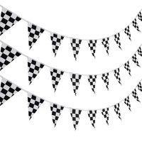 free shipping aerlxemrbrae 10m 38piecesset14cmx21cm checkered racing flag banners for racingrace car partysport events