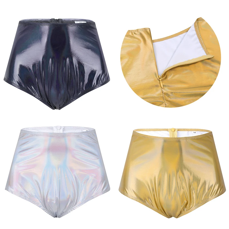 ChicTry женские блестящие металлические шорты из искусственной кожи с высокой