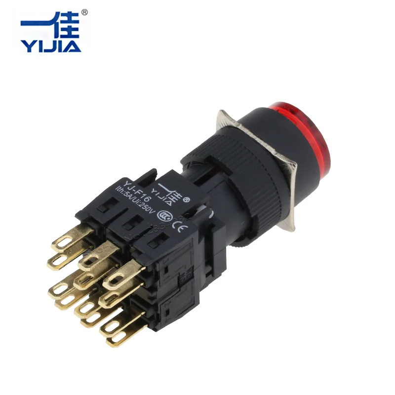 Серебристый контактный 16 мм Мгновенный Круглый кнопочный переключатель