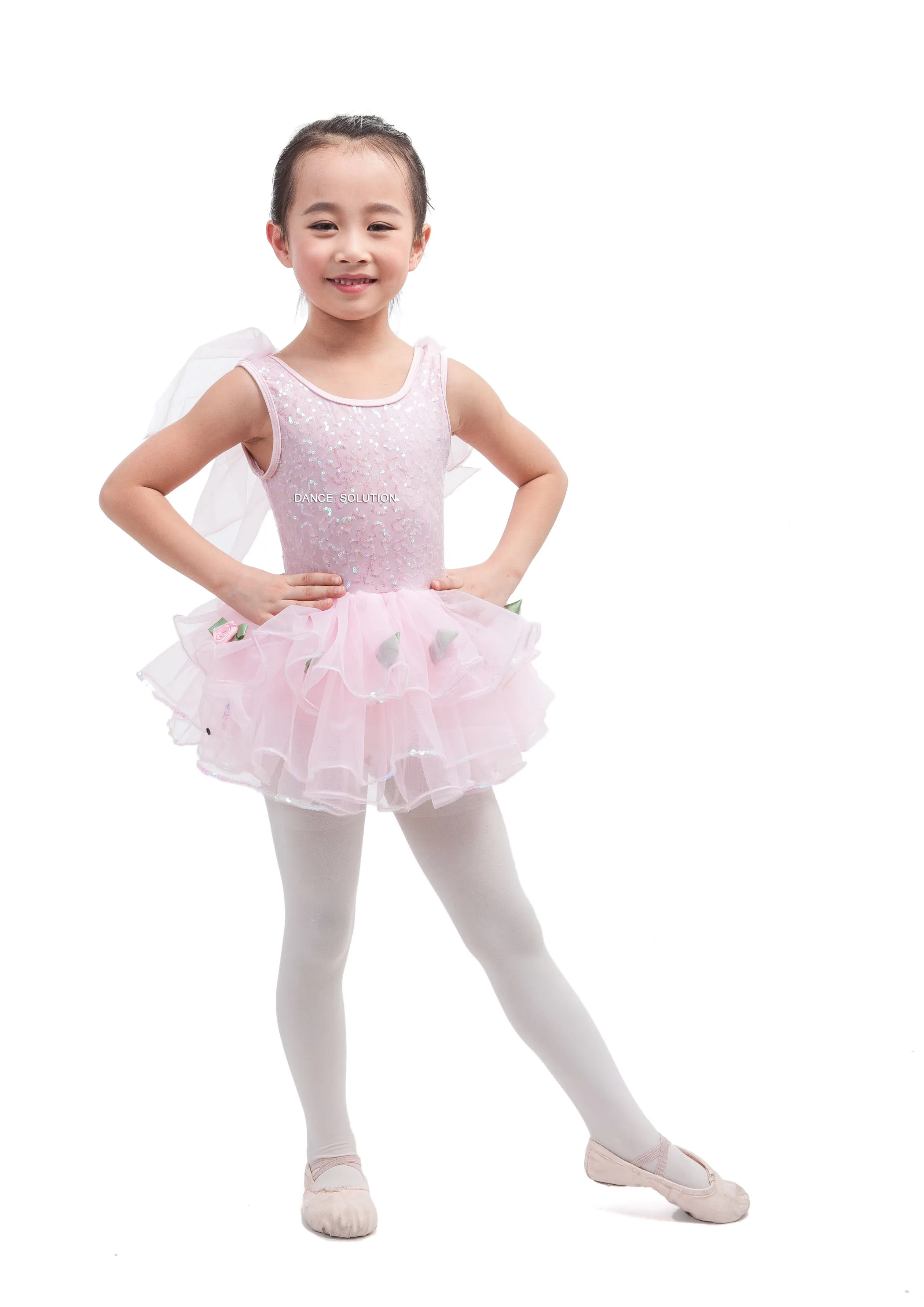 15207 розовое стрейчевое трико с лифом и блестками детские костюмы для выступлений