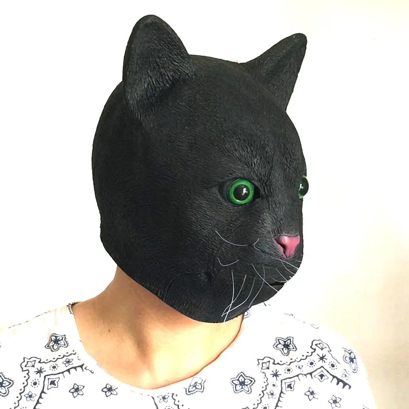 Маска для Хэллоуина с кошачьей головой маска животных вечерние и карнавальные