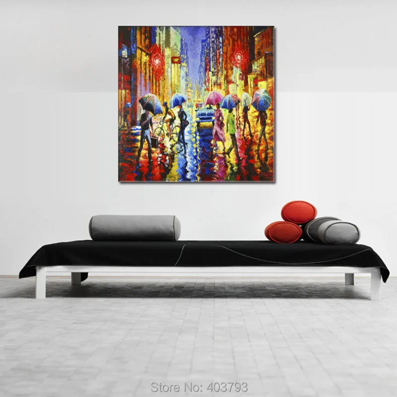 HD печатная Современная картина маслом абстрактный ритм дождя картины на холсте