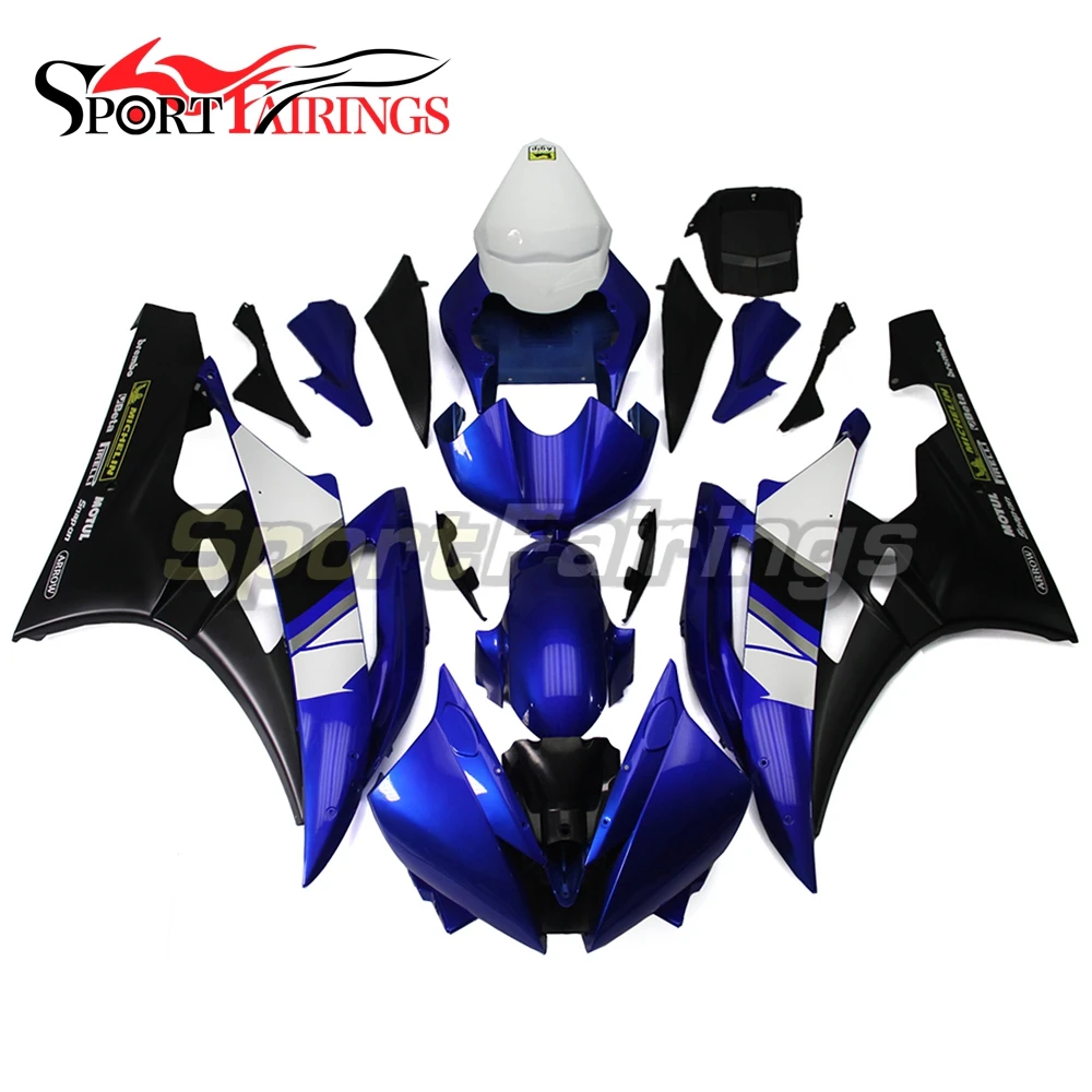

Обтекатели для Yamaha YZF600 R6 Год 06 07 2006 2007 инъекция ABS обтекатель для мотоцикла комплект обтекателей кузова синий белый матовый Карен