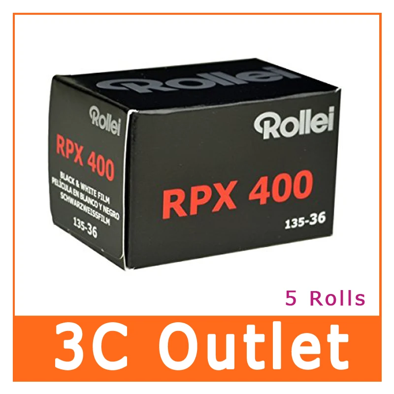 5 рулонов Rollei RPX 400 черно белая 135 пленка 35 мм 36 exp|Фотоплёнка| |