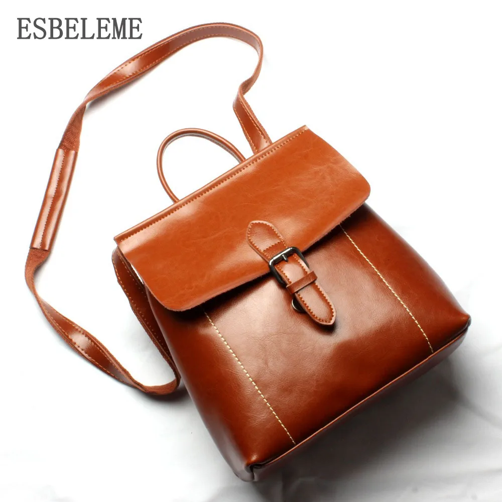 2019 Брендовые женские рюкзаки из натуральной кожи простые элегантные сумки через