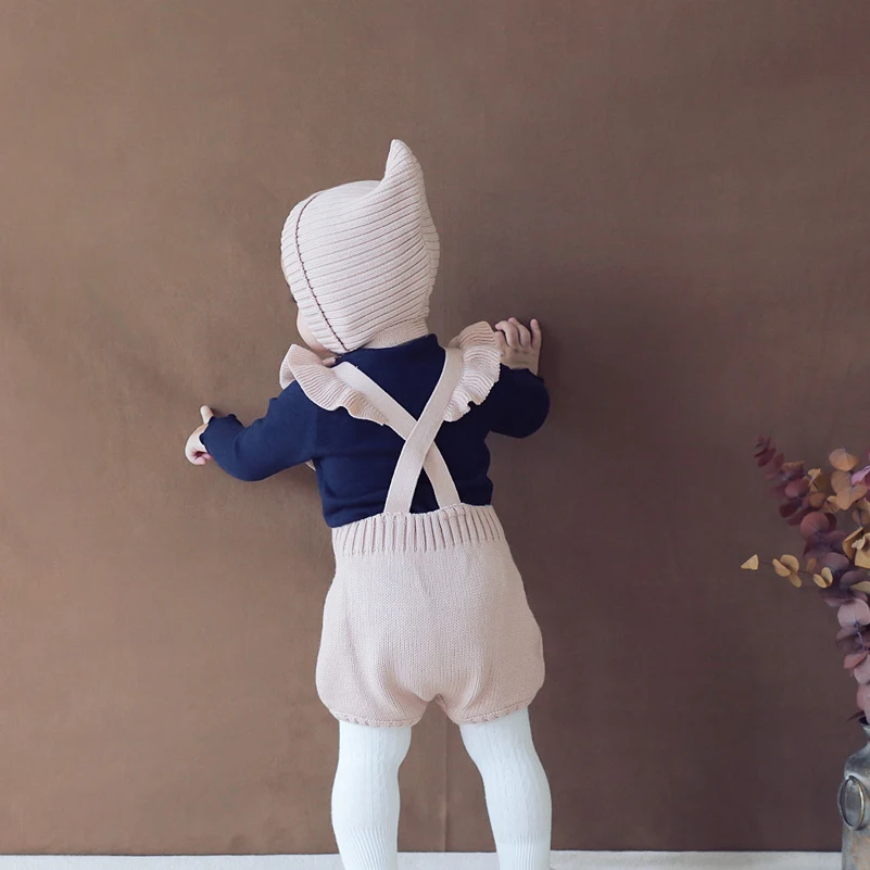 Милый уютный вязаный детский костюм комбинезоны для маленьких мальчиков и