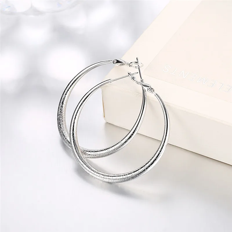 Обруч серьги s KZCE095 C high полировки с серебряный цвет fine jewelry Серьги обруча для