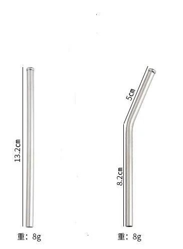 

DHL 100Pcs Stainless Steel Metal Drinking Straw Straws with 13cm