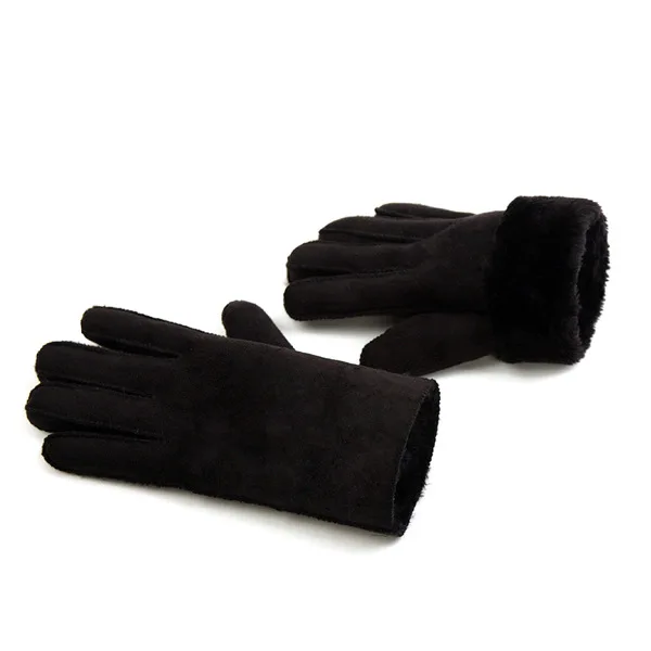 Black 4 цвета мужские и женские кашемировые толстые перчатки из искусственной кожи Модные женские полный палец варежки из замши унисекс Зимние Теплые наручные перчатки - Цвет: Black