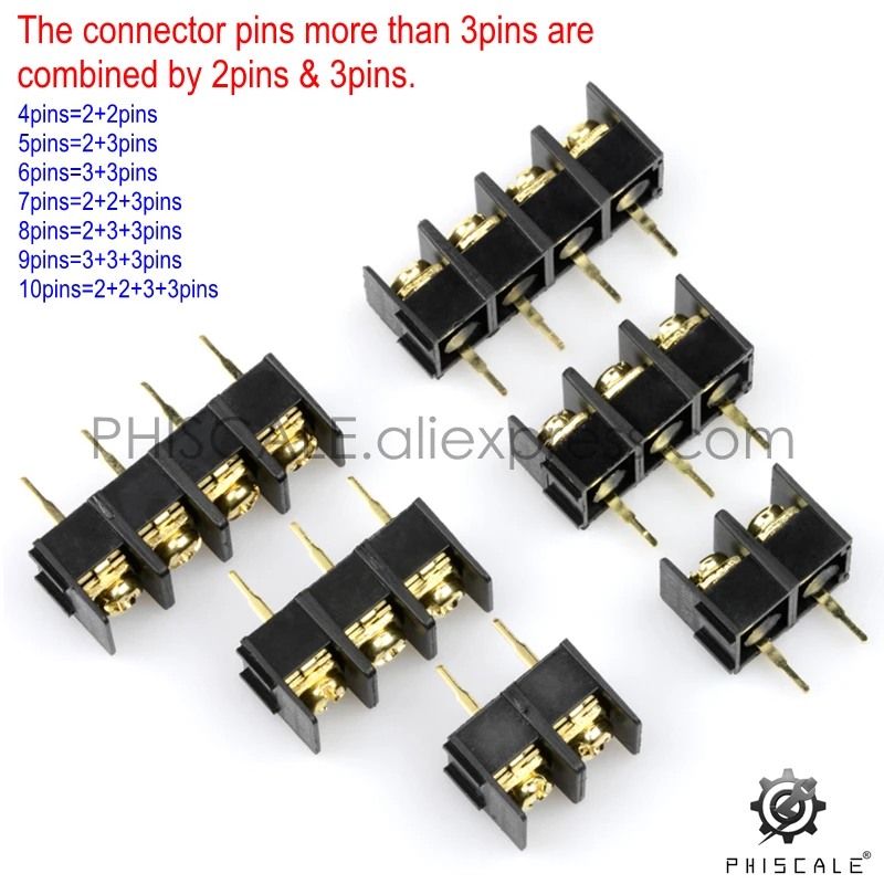 PHISCALE KF/DG1000 2-10Pin 10 мм коннектор клеммной колодки 300 в 25 А 2/3/4/5/6/7/8/9/10/штырь |