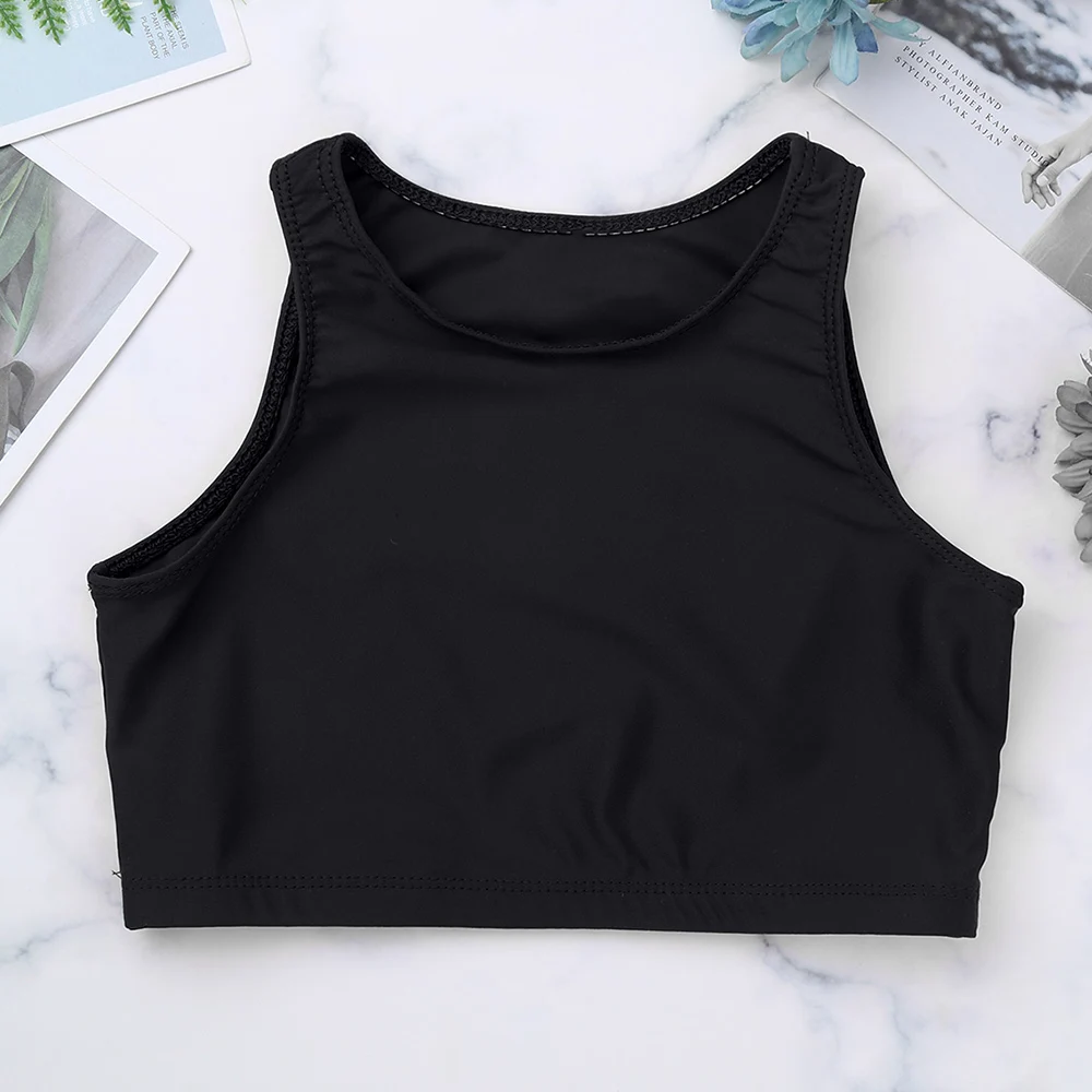 Детский укороченный топ IIXPIN для девочек танцевальные костюмы однотонные майки