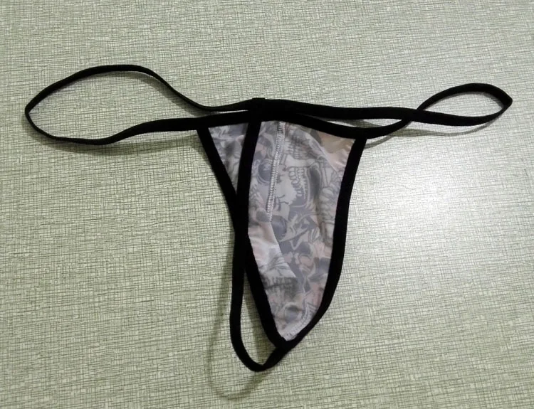 Мужское нижнее белье стринги с принтом рисунком в виде черепа карта геев