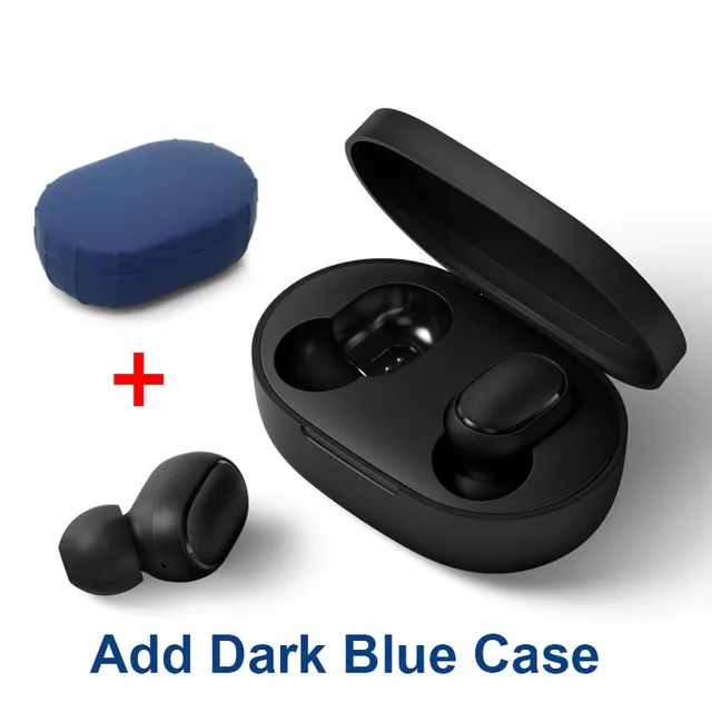 Add Dark Blue case Inlock Xiaomi Redmi Airdots Xiaomi Беспроводные Наушники управление голосом Bluetooth 5,0 контроль шумоподавления - Цвет: Add Dark Blue case