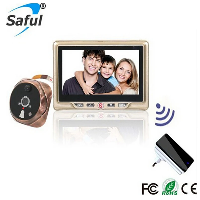 Saful 4 3 &quotTFT-LCD Цифровой Видео дверной глазок с несколькими языками записываемый