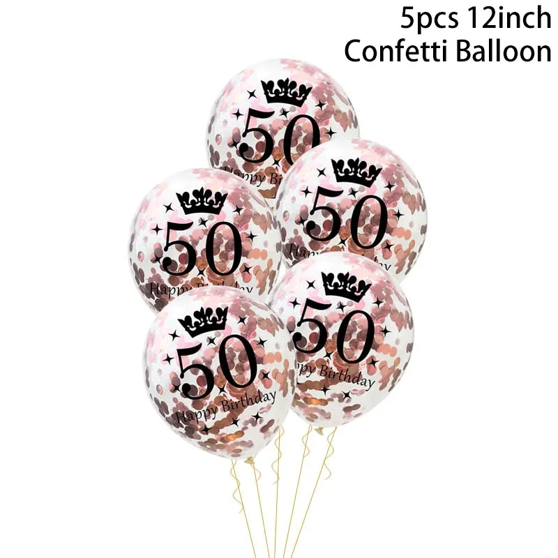 WEIGAO 30/40/50/60th латексные шары для взрослых Декор ко дню рождения конфетти воздушные шары Юбилей День рождения украшения 30 лет воздушные шары - Цвет: 50 rose gold