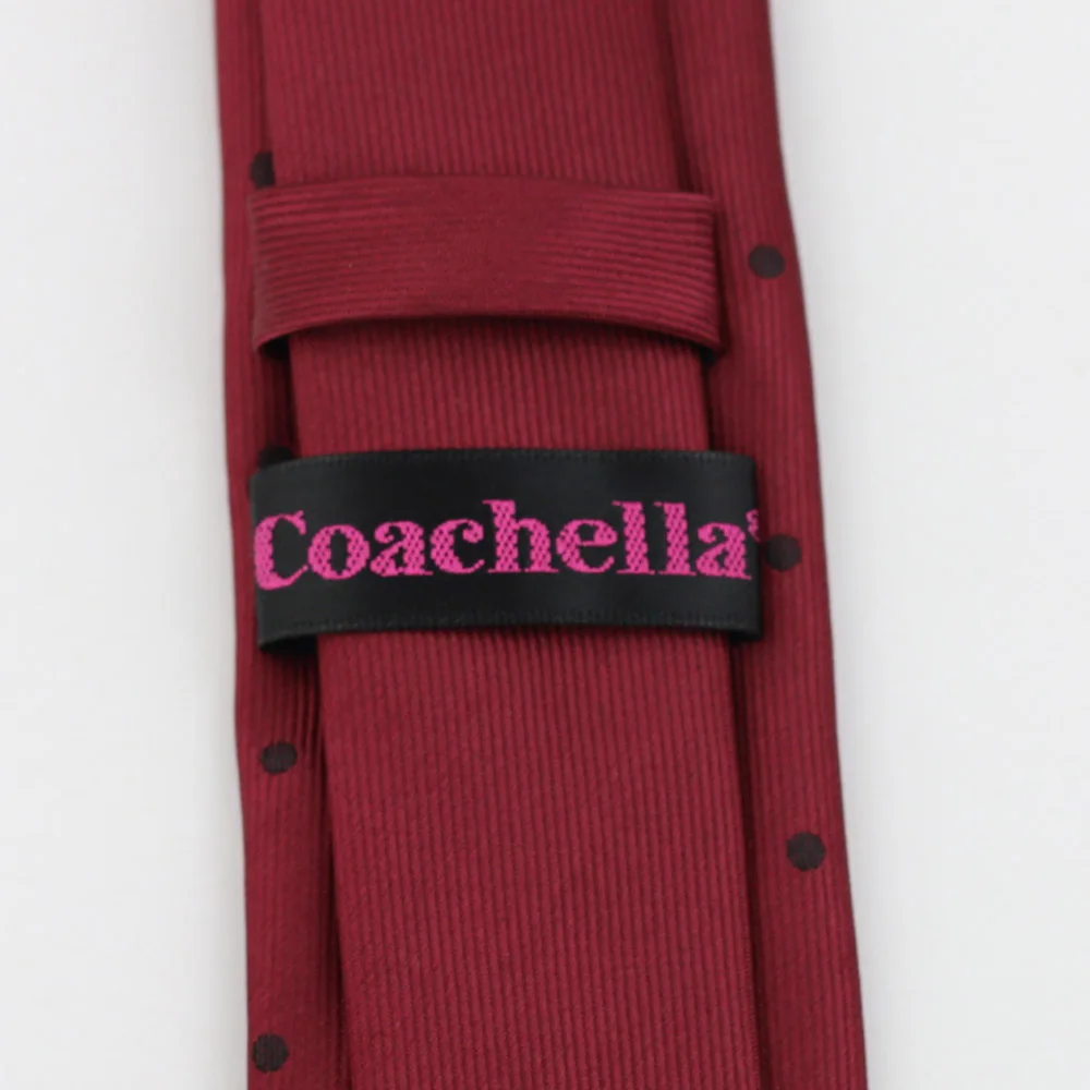 Галстук Coachella бордовый красный Узел контрастный с черным галстуком в горошек