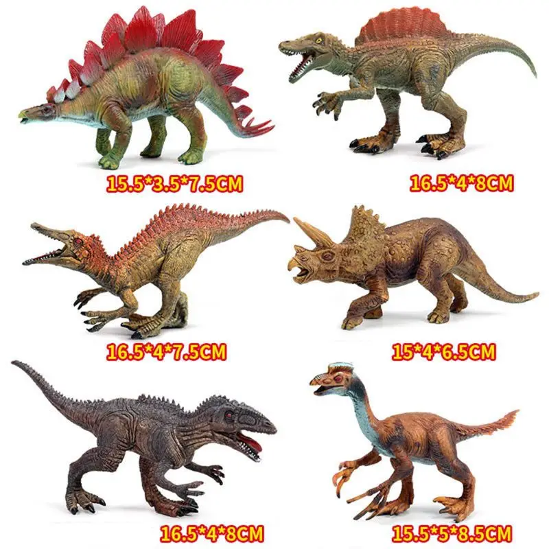 A Random color 6Pcs 6 шт./компл. Ретро моделирование с динозавром «Мир Юрского периода» модель игрушки indoraptor игрушка для мальчиков с рисунком из мультфильма фигурку динозавра в натуральную величину - Цвет: A Random color 6Pcs