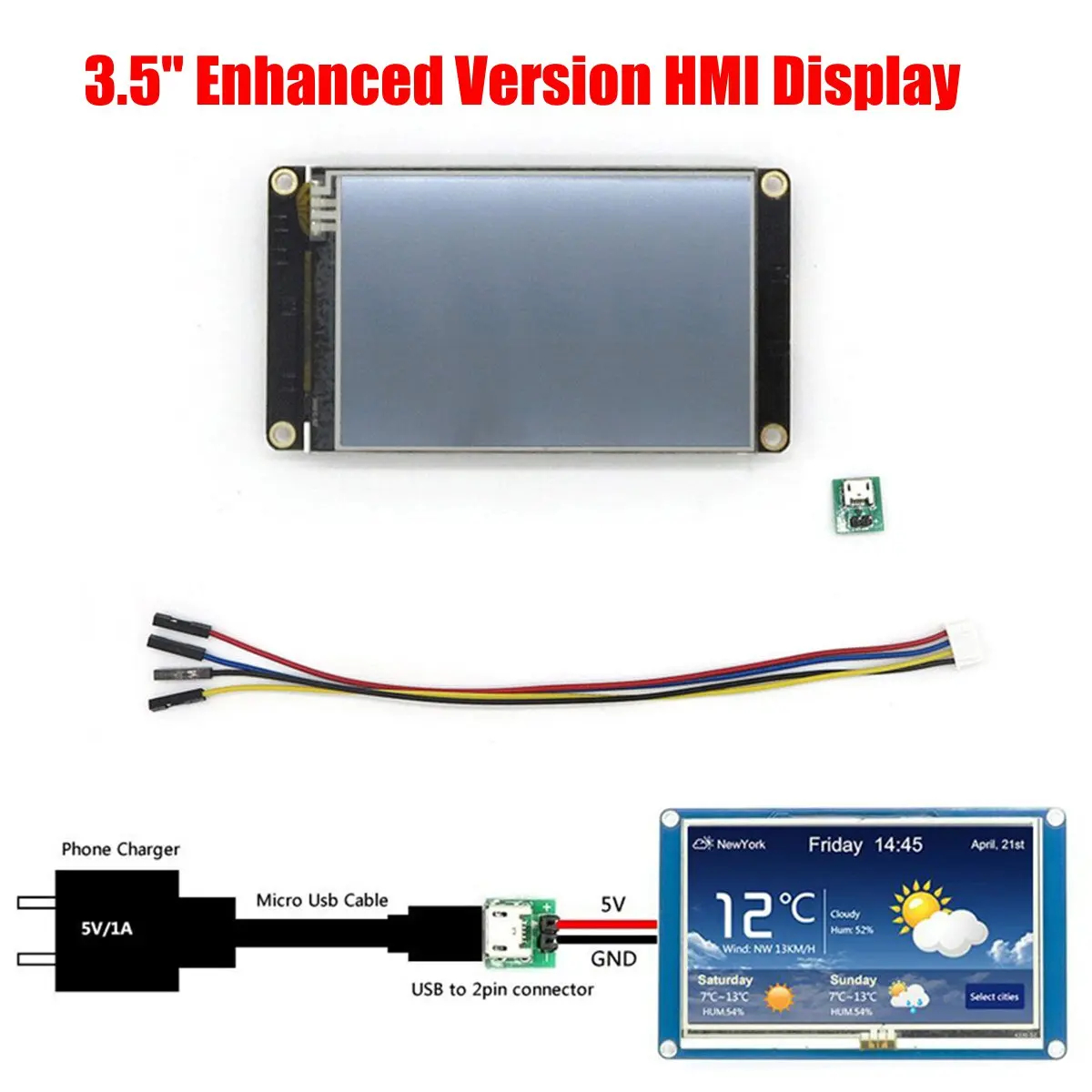 3 5 дюймовый Nextion Enhanced HMI Интеллектуальный USART UART серийный Tou ch TFT LCD NX4832K035 тестовая