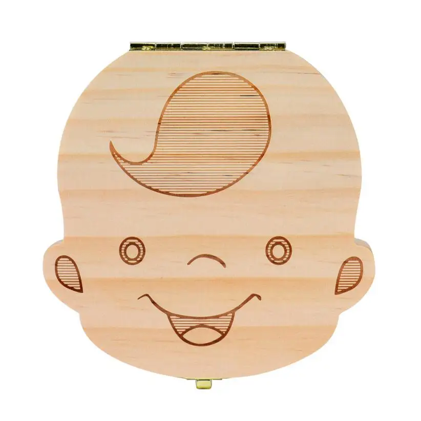 

Wood Tooth Box Baby Kids Tooth Box Storage Box Baby Milk Teeth Collect Organiza dor Spanish&English&French&Russian Case