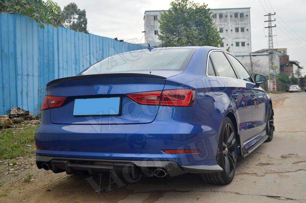 Углеродного волокна задний спойлер диффузор для Audi A3 Sline S3 седан 4 двери не A3 Стандартный